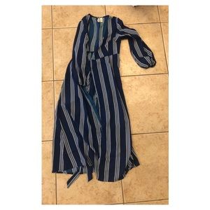 Blue and white long cardigan